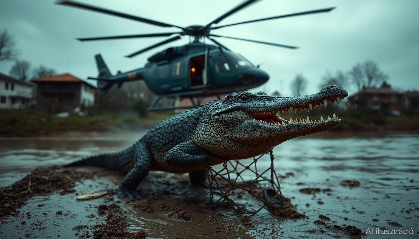 Helikopterrel emelték ki az emberevő krokodilt – hat pár szandál a gyomrában
